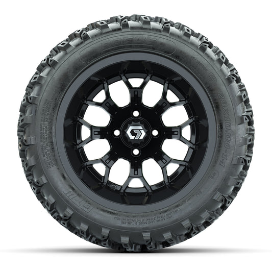 GTW® Assault Gloss Black 14 in Wheels with 23X10-R14 Rogue All-Terrain Tires - Full Set