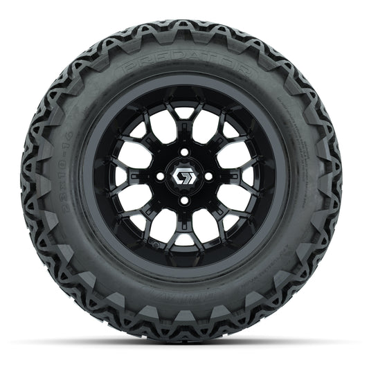 GTW® Assault Gloss Black 14 in Wheels with 23X10-14 Predator All-Terrain Tires - Full Set