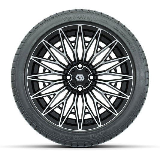 GTW® Blur Black/Machined 16 in Wheels with 225/40-R16 Mamba Street Tires - Full Set