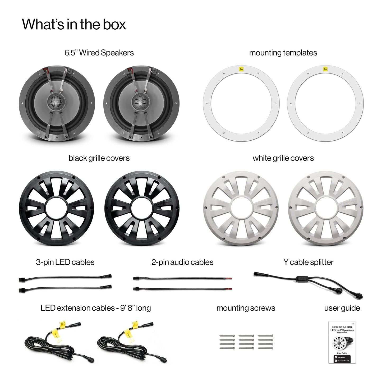 Marine Grade Wired Speaker 6.5" Pair with LEDCast