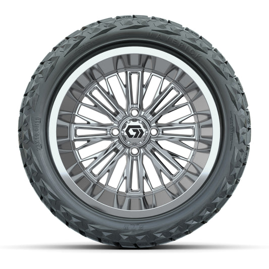 GTW® Viper Chrome 15 in Wheels with 23X10-R15 Maverick Steel Belted Radial All-Terrain Tires - Full Set