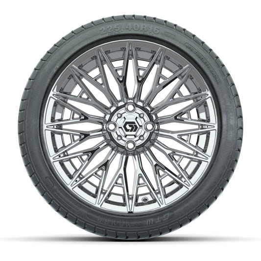 GTW® Blur Chrome 16 in Wheels with 225/40-R16 Mamba Street Tires - Full Set