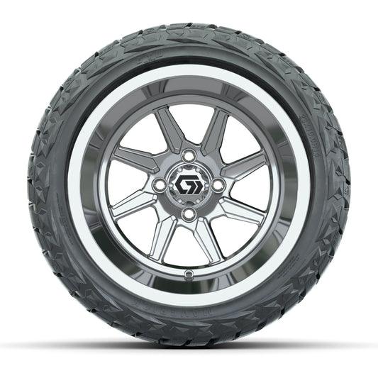 GTW® Reaper Chrome 14 in Wheels with 23X10-R14 Maverick Steel Belted Radial All-Terrain Tires - Full Set