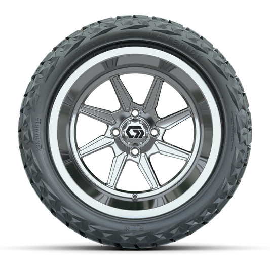GTW® Reaper Chrome 15 in Wheels with 23X10-R15 Maverick Steel Belted Radial All-Terrain Tires - Full Set