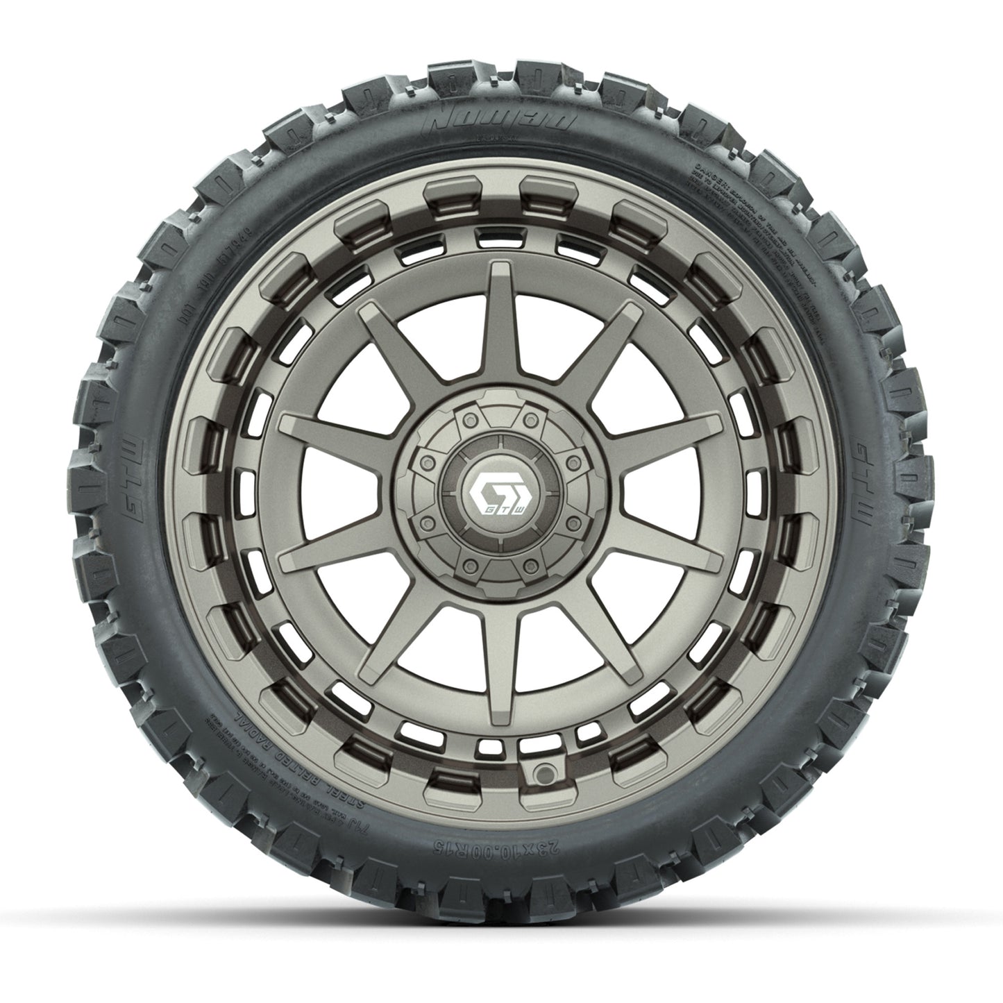 GTW® Barricade Satin Bronze 15 in Wheels with 215-40-R15 Fusion GTR Street Tires - Set of 4