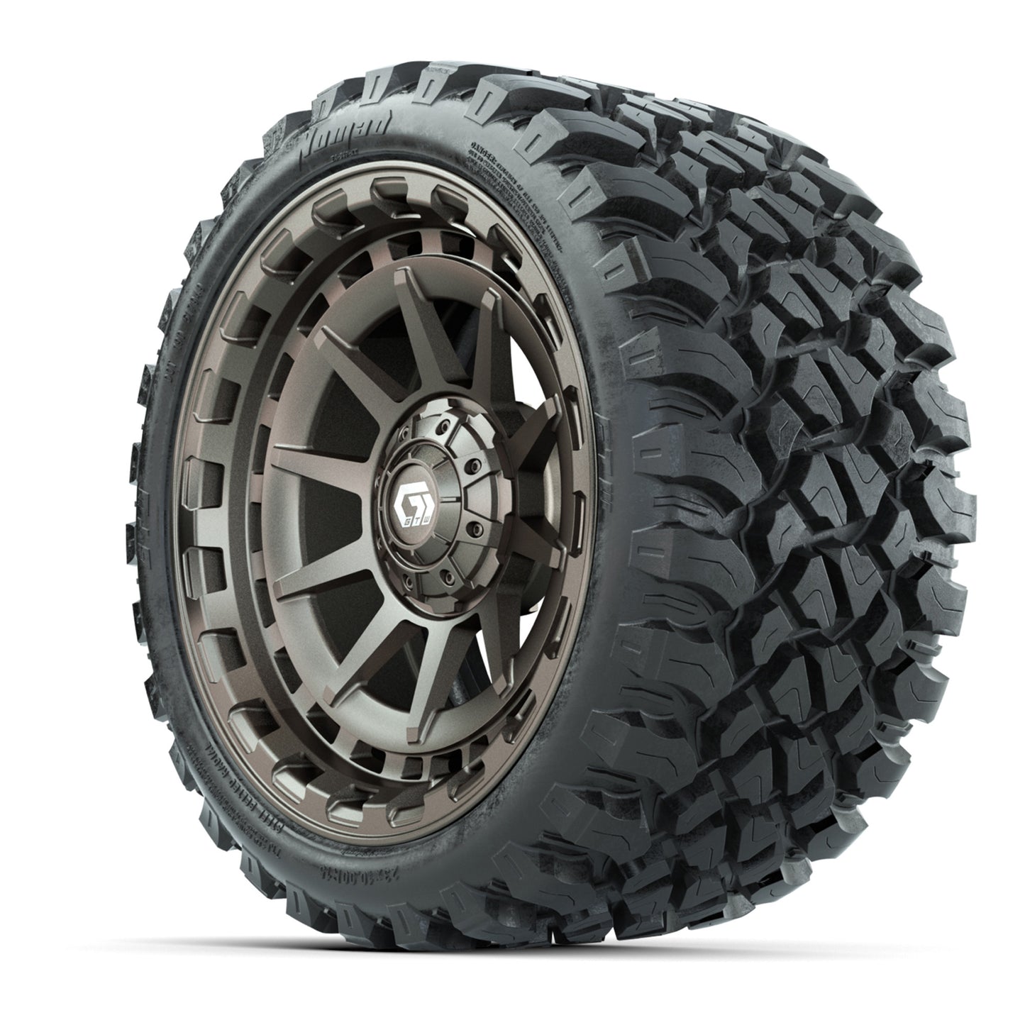 GTW® Barricade Satin Bronze 15 in Wheels with 23x10-15 Nomad Radial All-Terrain Tires - Set of 4
