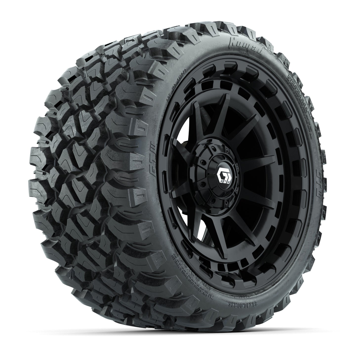 GTW® Barricade Gloss Black 15 in Wheels with 23x10-R15 Nomad Radial All-Terrain Tires - Set of 4