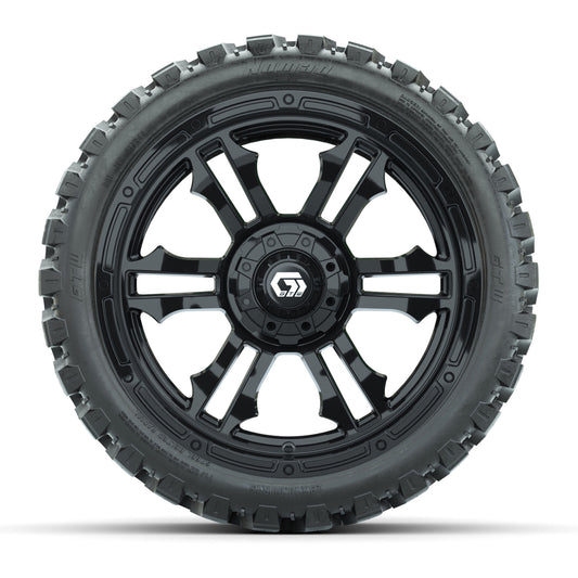 GTW® Shogun Black 15 in Wheels with 215-40-R15 Fusion GTR Steel Belted Street Tires - Set of 4