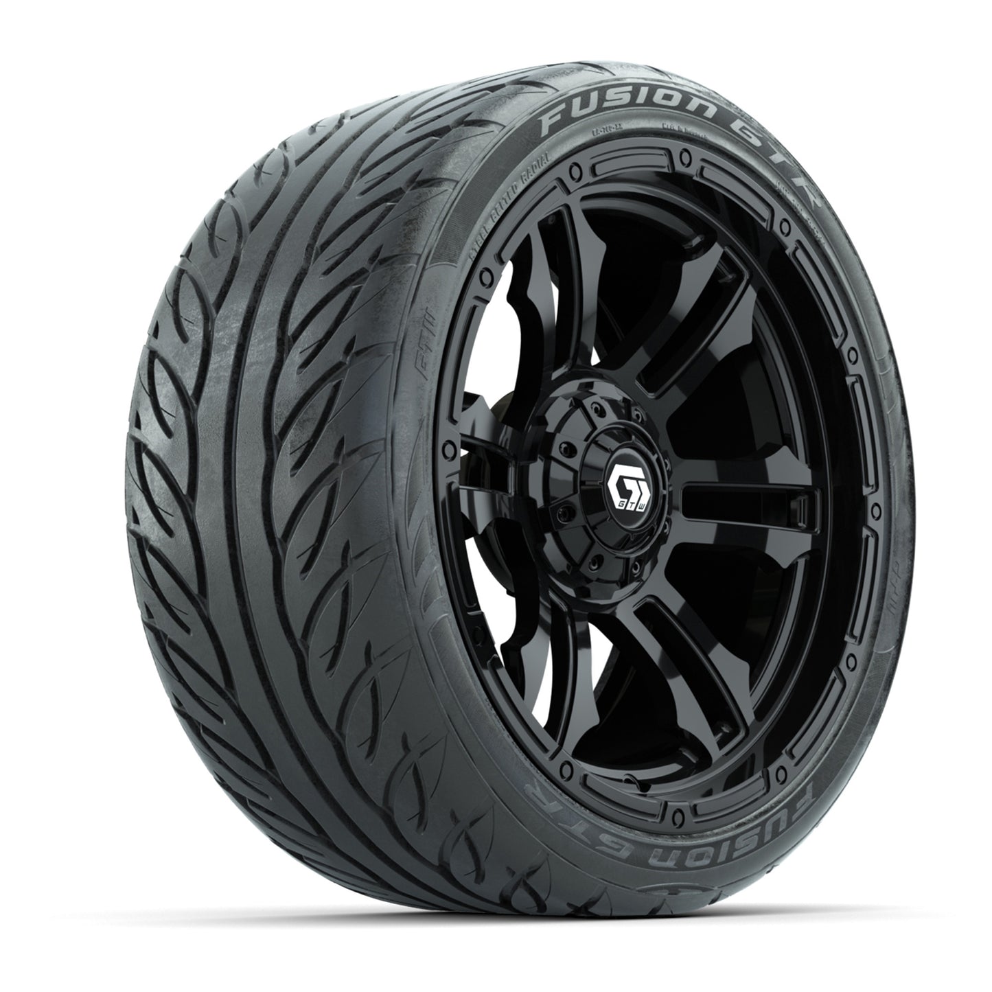 GTW® Shogun Black 15 in Wheels with 215-40-R15 Fusion GTR Steel Belted Street Tires - Set of 4