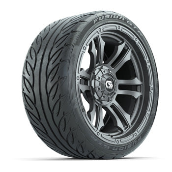 GTW® Shogun Gunmetal 15 in Wheels with 215-40-15 Fusion GTR Steel Belted Street Tires - Set of 4