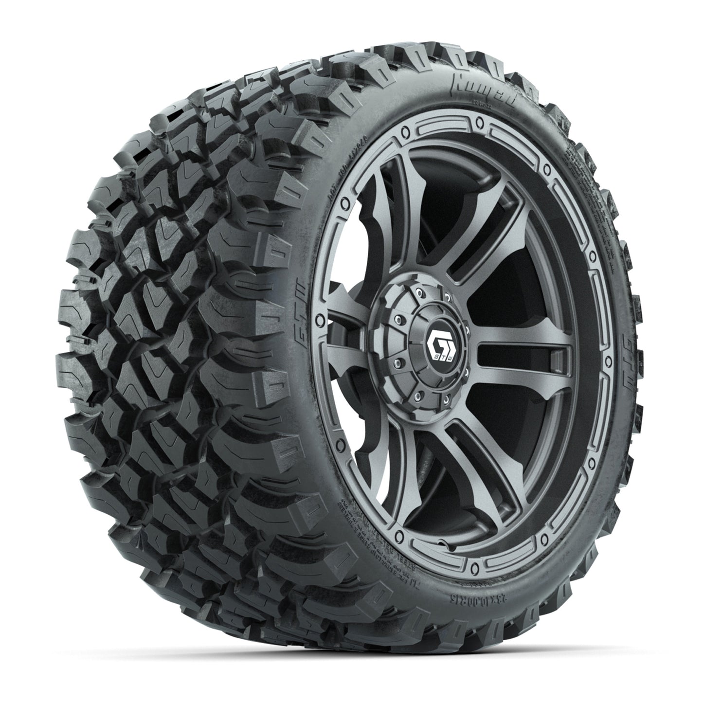 GTW® Shogun Gunmetal 15 in Wheels with 23x10-R15 Nomad Radial All-Terrain Tires - Set of 4