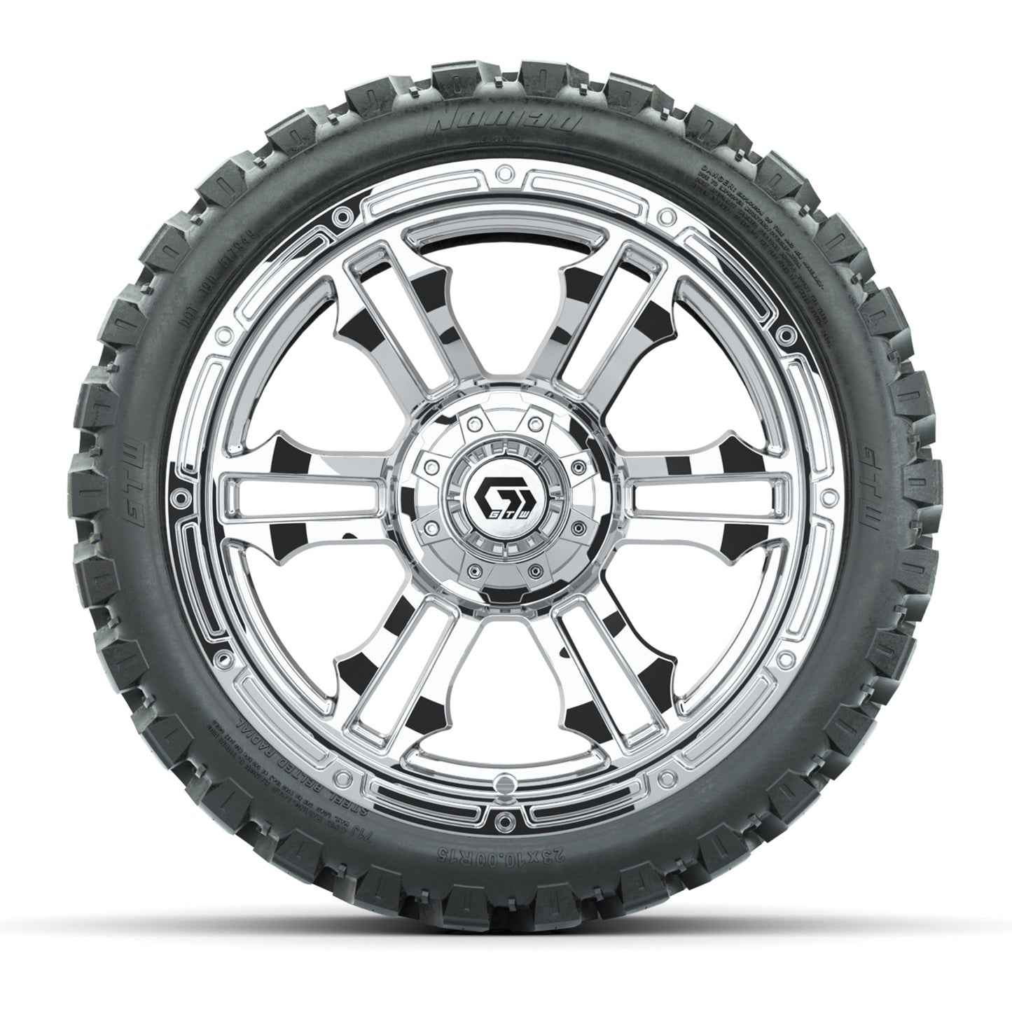 GTW® Shogun Chrome 15 in Wheels with 215-40-R15 Fusion GTR Steel Belted Street Tires - Set of 4