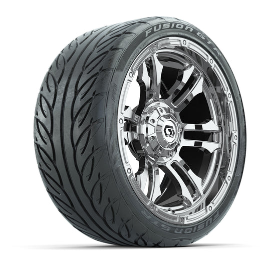 GTW® Shogun Chrome 15 in Wheels with 215-40-R15 Fusion GTR Steel Belted Street Tires - Set of 4