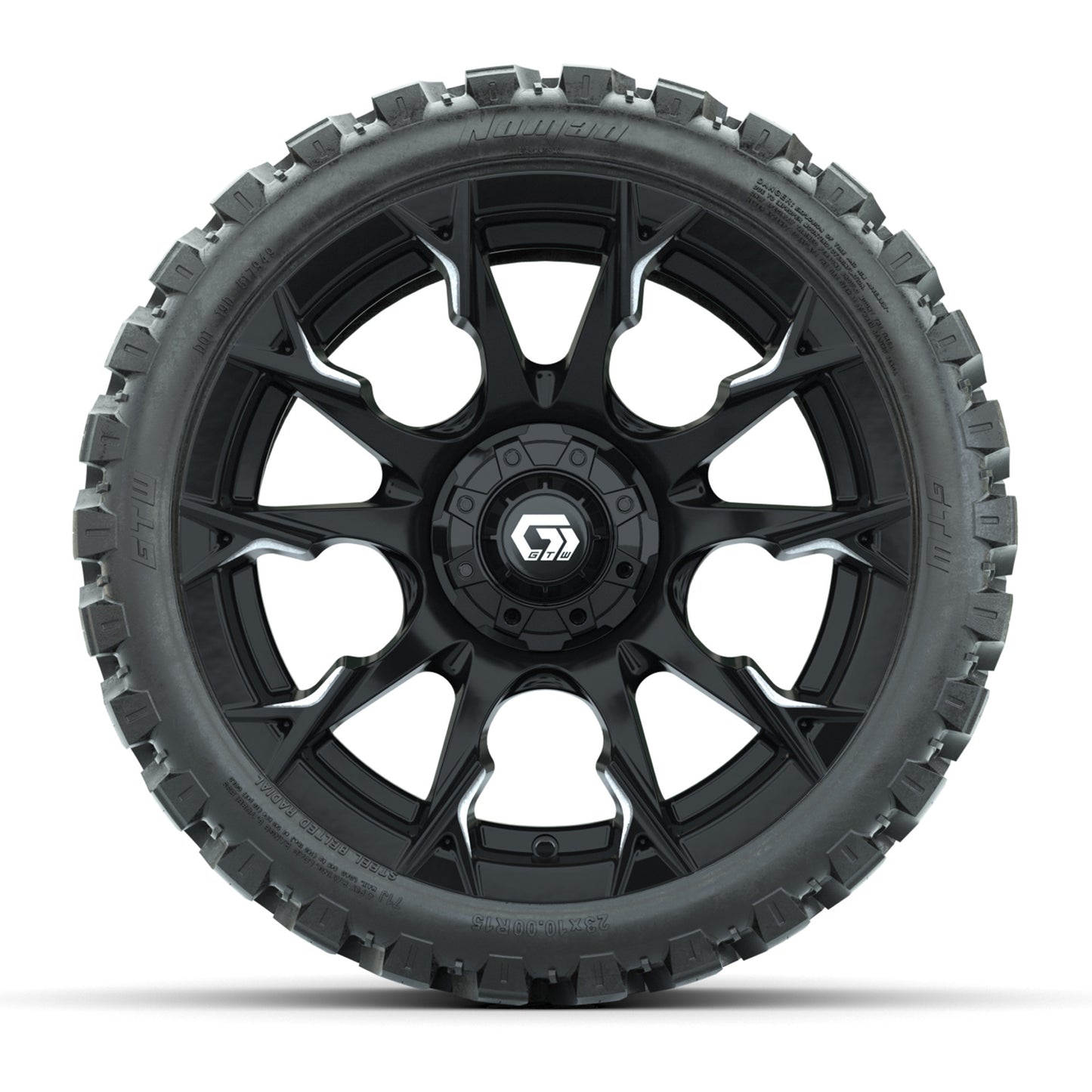 GTW® Diablo Gloss Black Machined 15 in Wheels with 215-40-R15 Fusion GTR Street Tires - Set of 4