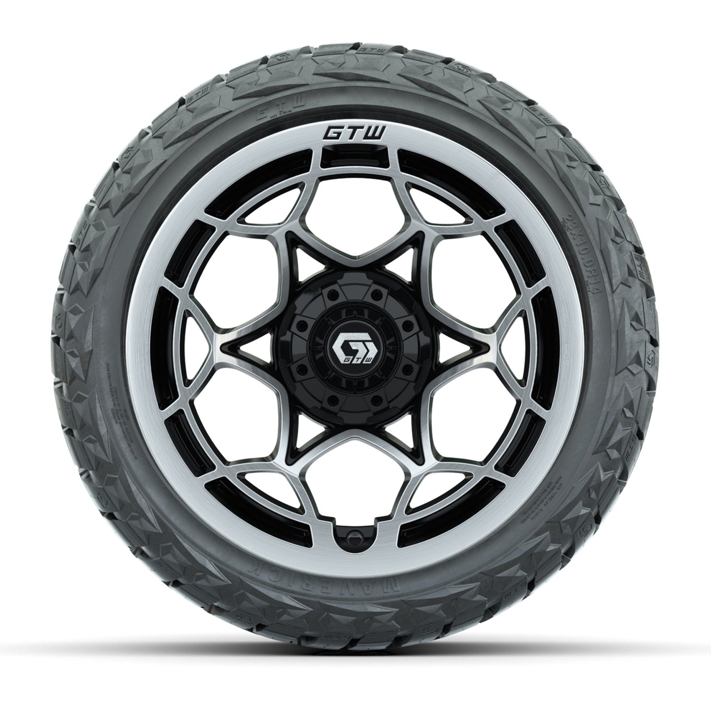GTW Nexus Gloss Black 14 in Wheels with 23x10.00-R14 Maverick All-Terrain Tires – Set of 4
