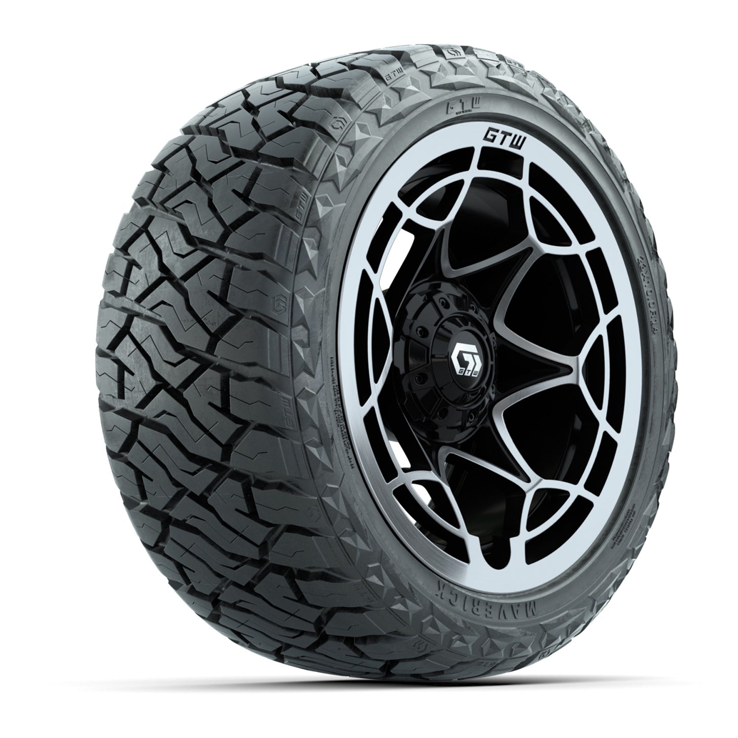 GTW Nexus Gloss Black 14 in Wheels with 23x10.00-R14 Maverick All-Terrain Tires – Set of 4