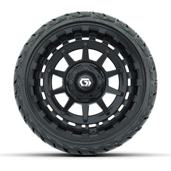 GTW Barricade Gloss Black 14 in Wheels with 205/35-R14 Maverick Low-Profile A/T Tires – Set of 4