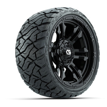 GTW Shogun Gloss Black 14 in Wheels with 205/35-R14 Maverick Low-Profile A/T Tires – Set of 4