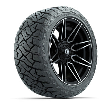 GTW Stealth Gloss Black/Machined 14 in Wheels with 23x10.00-14 Maverick All-Terrain Tires – Set of 4