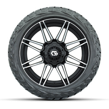 GTW Stealth Gloss Black/Machined 14 in Wheels with 23x10.00-14 Maverick All-Terrain Tires – Set of 4