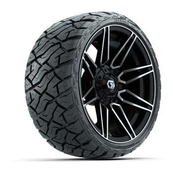 GTW Stealth Gloss Black/Machined 14 in Wheels with 205/35-R14 Maverick Low-Pro A/T Tires - Set of 4