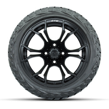 GTW Spyder Matte Black 14 in Wheels with 23x10.00-R14 Maverick All-Terrain Tires – Set of 4