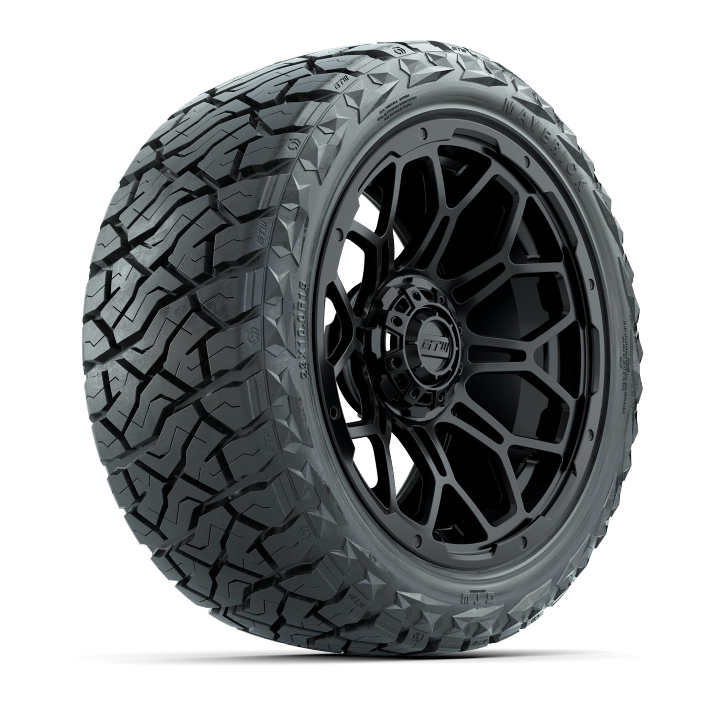 GTW® Bravo Matte Black 15 in Wheels with 23x10.00-R15 Maverick All-Terrain Tires – Set of 4