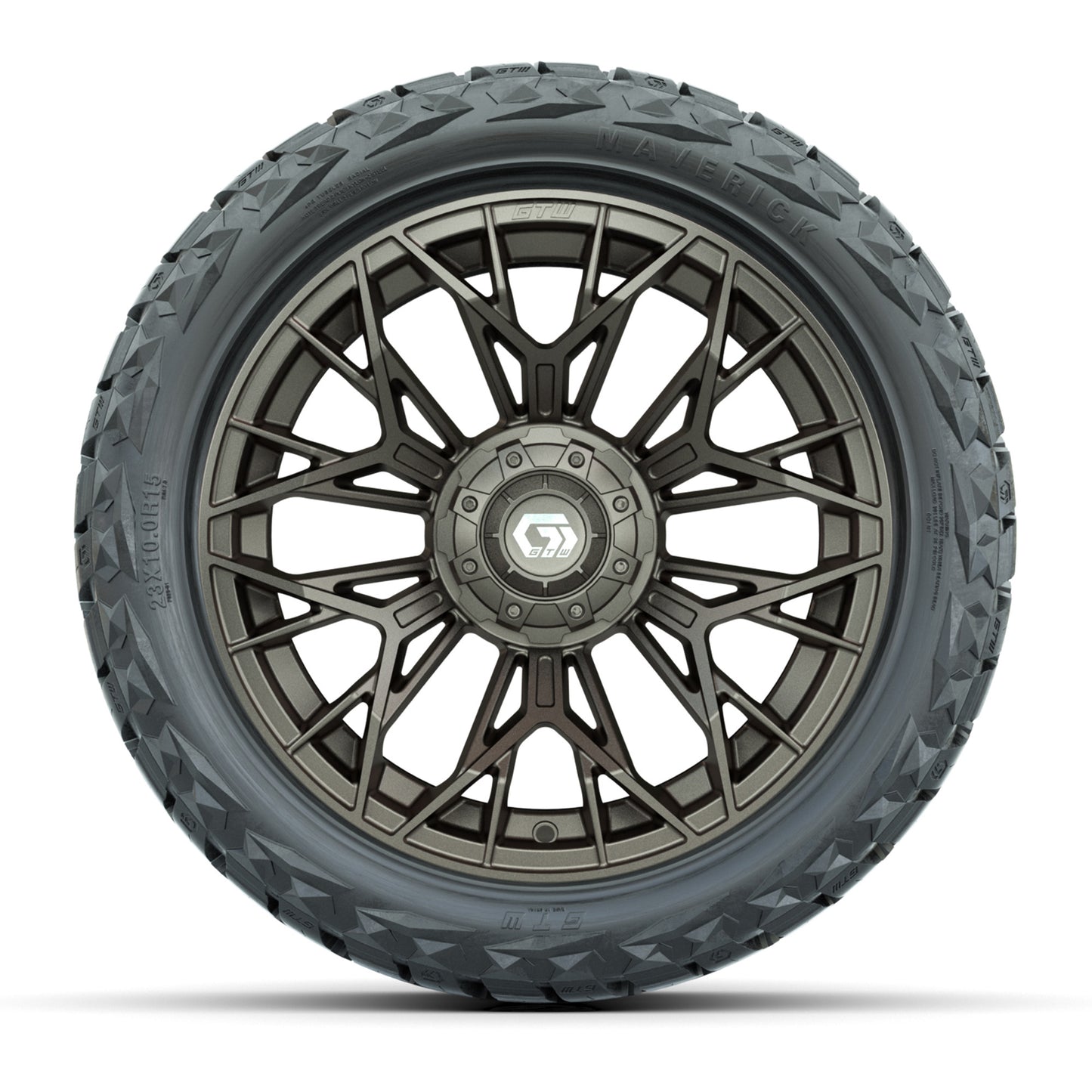 GTW® Stellar Matte Bronze 15 in Wheels with 23x10.00-R15 Maverick All-Terrain Tires – Set of 4