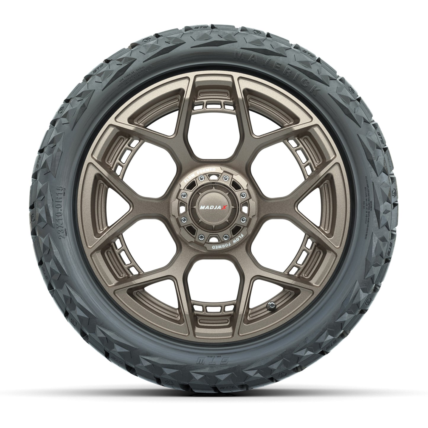 MadJax Flow Form Evolution Matte Bronze 15 in Wheels with 23x10.00-R15 Maverick A/T Tires – Set of 4