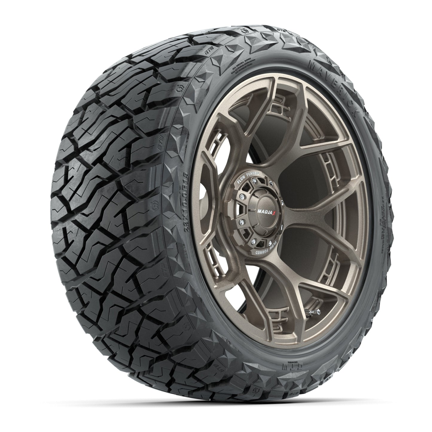 MadJax Flow Form Evolution Matte Bronze 15 in Wheels with 23x10.00-R15 Maverick A/T Tires – Set of 4