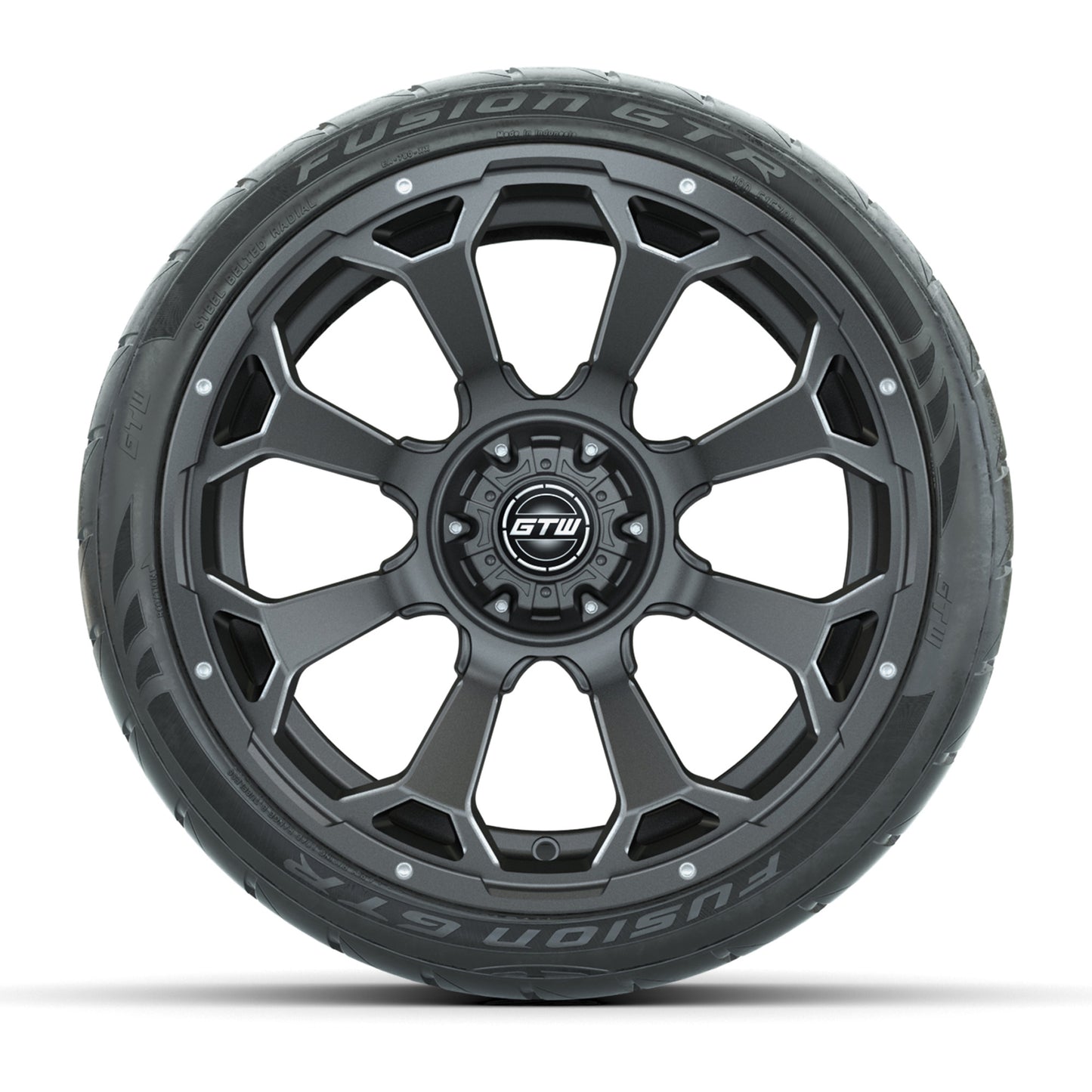 GTW Raven Matte Gray/Ball Mill 15 in Wheels with 215/40-R15 Fusion GTR Street Tires - Set of 4