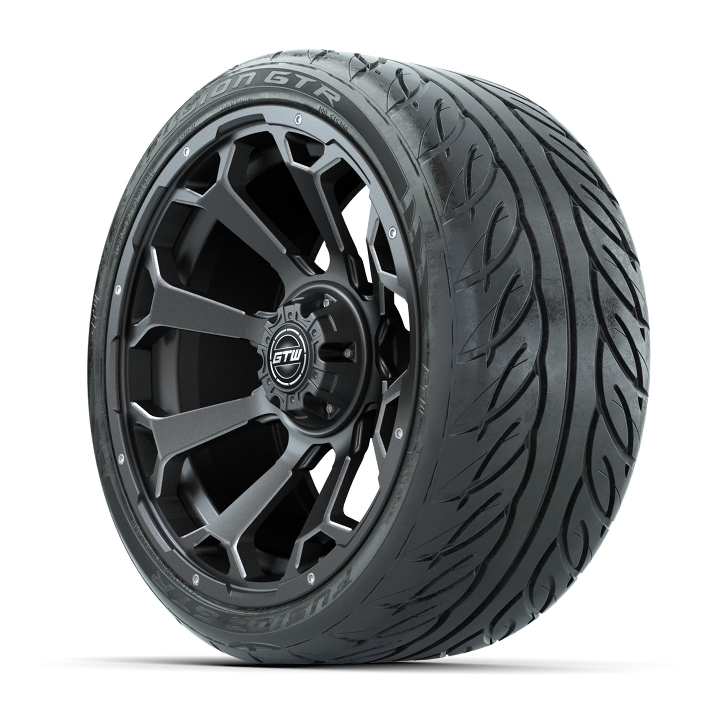 GTW Raven Matte Gray/Ball Mill 15 in Wheels with 215/40-R15 Fusion GTR Street Tires - Set of 4