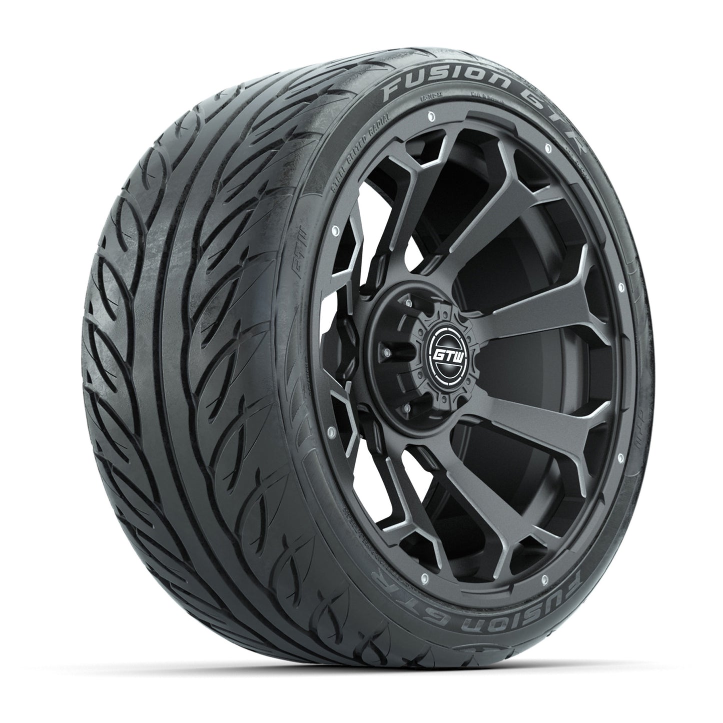 GTW Raven Matte Gray/Ball Mill 15 in Wheels with 215/40-R15 Fusion GTR Street Tires - Set of 4