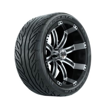 14 inch GTW Tempest Machined/Black Wheels with Fusion GTR Street Tires