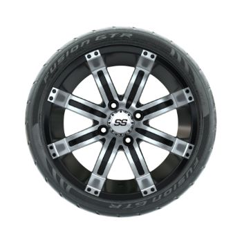 14 inch GTW Tempest Machined/Black Wheels with Fusion GTR Street Tires