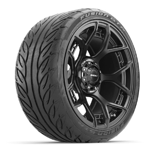 MadJax Flow Form Evolution 15 in Matte Black Wheels with 215/40-R15 Fusion GTR Street Tires - Set of 4