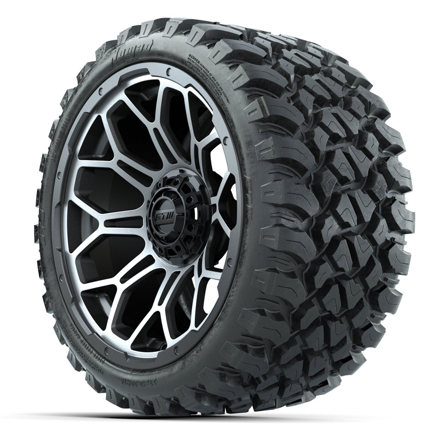 GTW® Bravo Matte Gray 15 in Wheels with 23 in Nomad All Terrain Tires - Set of 4