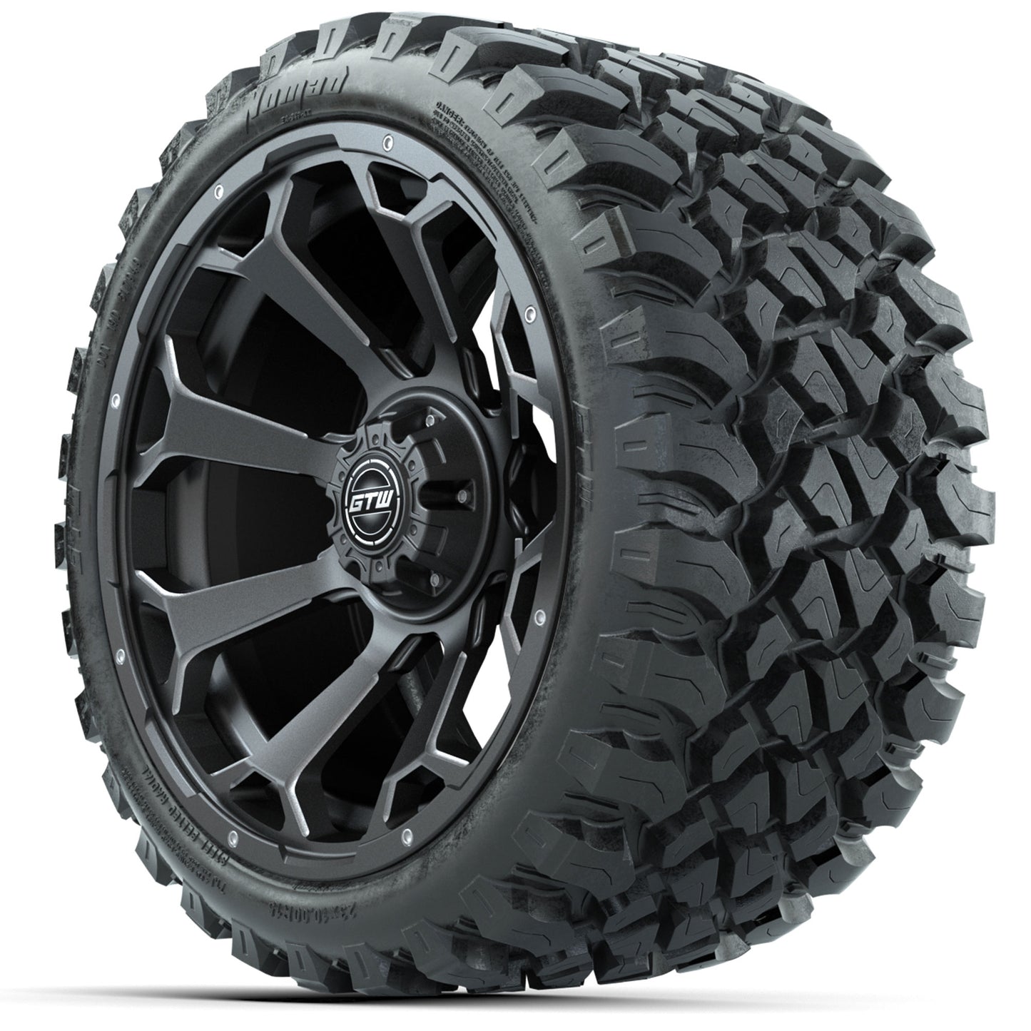 GTW® Raven Matte Gray 15 in Wheels with 23 in Nomad All Terrain Tires - Set of 4