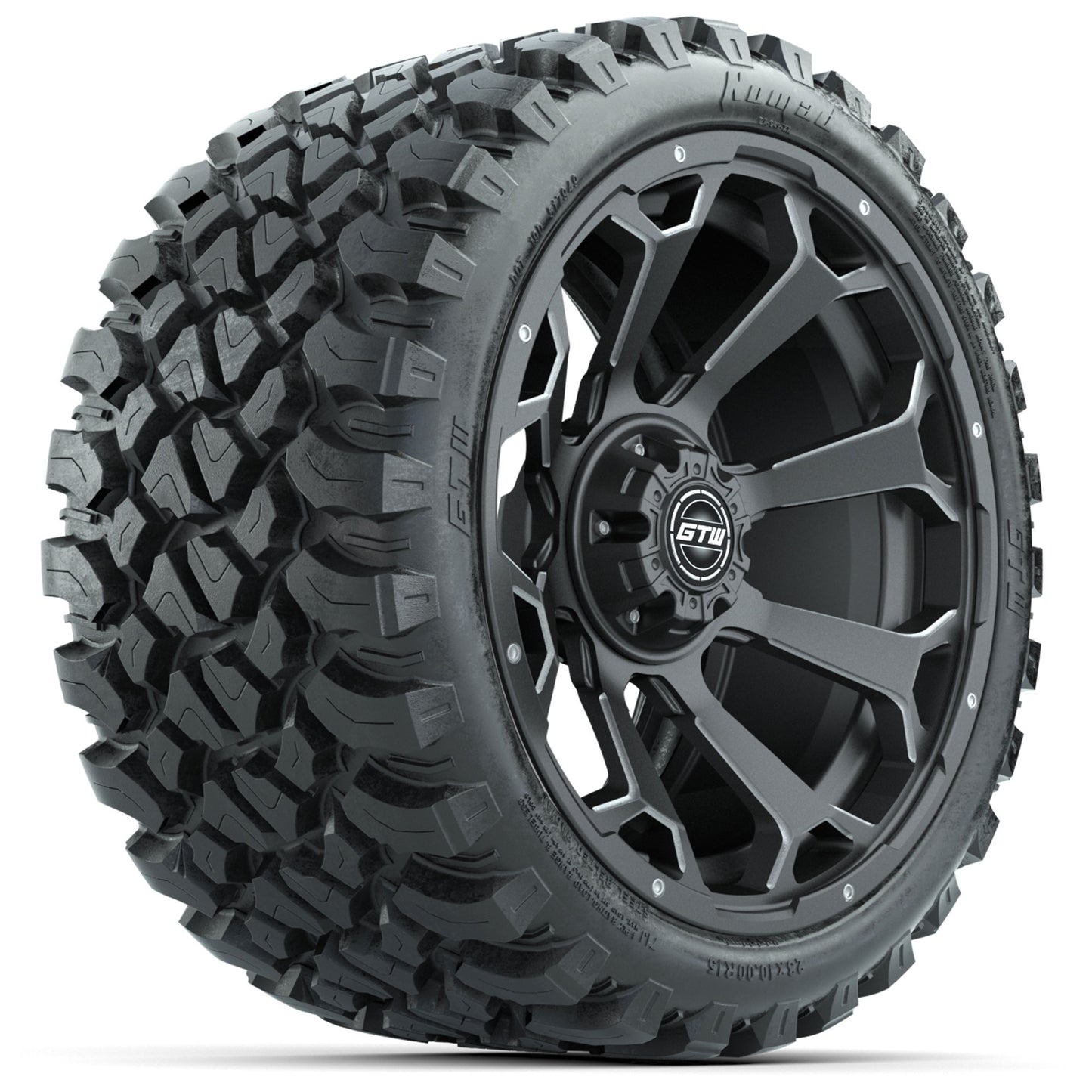 GTW® Raven Matte Gray 15 in Wheels with 23 in Nomad All Terrain Tires - Set of 4