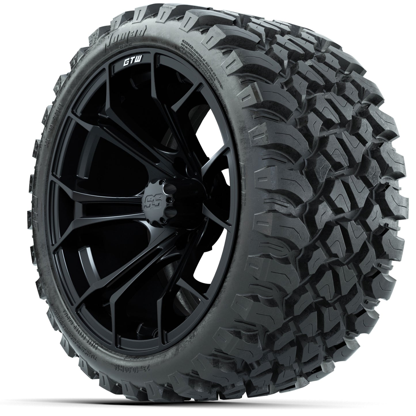 GTW® Spyder Matte Black 15 in Wheels with 23 in Nomad All Terrain Tires - Set of 4