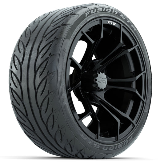 GTW® Spyder Matte Black 15 in Wheels with Fusion GTR Lo-Pro Street Tires - Set of 4