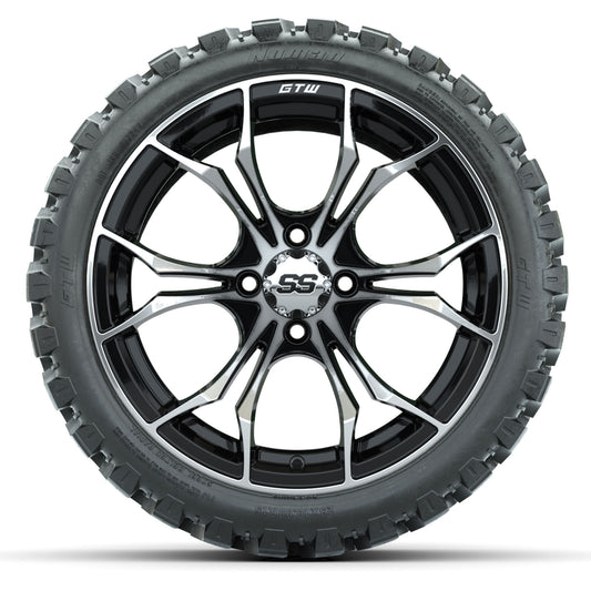 GTW® Spyder Machined/Black 15 in Wheels with 23 in Nomad All Terrain Tires - Set of 4