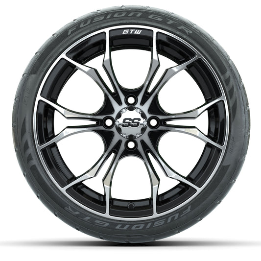 GTW® Spyder Machined/Black 15 in Wheels with Fusion GTR Lo-Pro Street Tires - Set of 4