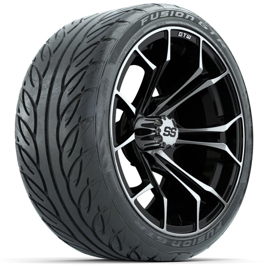 GTW® Spyder Machined/Black 15 in Wheels with Fusion GTR Lo-Pro Street Tires - Set of 4