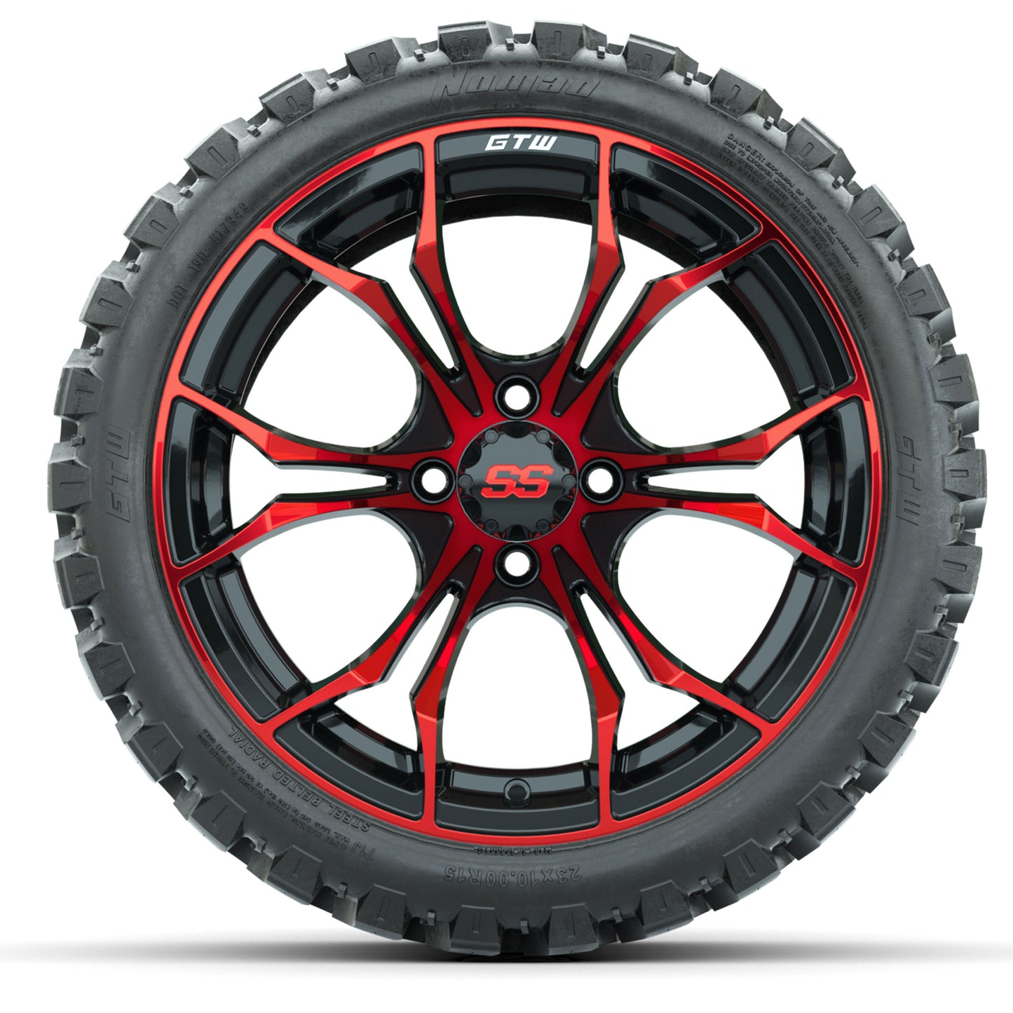 GTW® Spyder Black/Red 15 in Wheels with 23 in Nomad All Terrain Tires - Set of 4