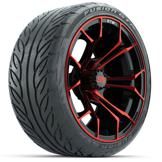 GTW® Spyder Black/Red 15 in Wheels with Fusion GTR Lo-Pro Street Tires - Set of 4