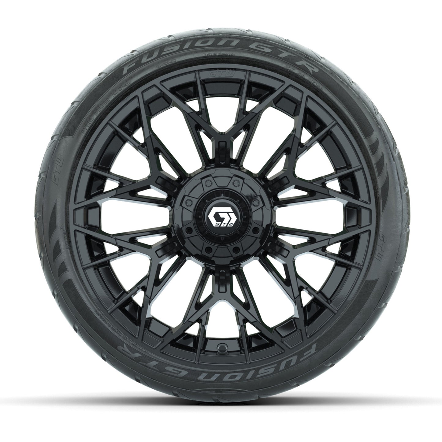 GTW® Stellar Black 15 in Wheels with 215/40-R15 Fusion GTR Street Tires - Set of 4