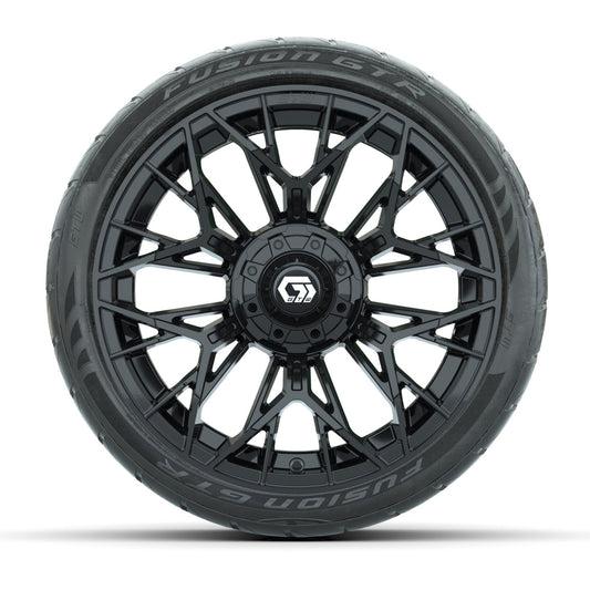 GTW® Stellar Black 15 in Wheels with 215/40-R15 Fusion GTR Street Tires - Set of 4