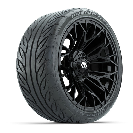 GTW® Stellar Black 15 in Wheels with 215/40-R15 Fusion GTR Street Tires - Set of 4