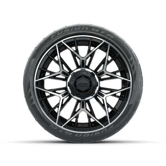 GTW® Stellar Machined & Black 15 in Wheels with 215/40-R15 Fusion GTR Street Tires - Set of 4